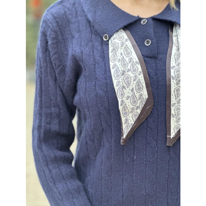 FULARLU TRİKO KAZAK