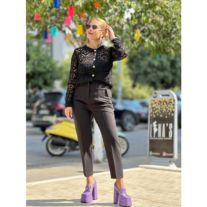 GOLD DÜĞMELİ MERSERİZE SİYAH HIRKA