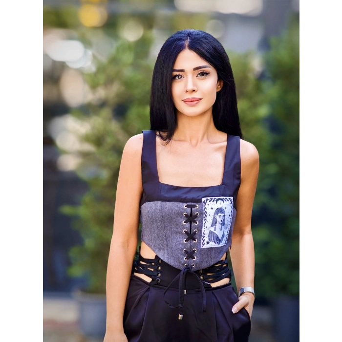 GRİ KUŞ GÖZÜ BAĞLAMA DETAY BÜSTİYER