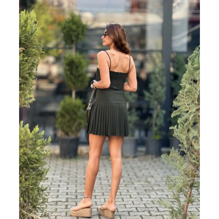 HAKİ PİLELİ ELBİSE