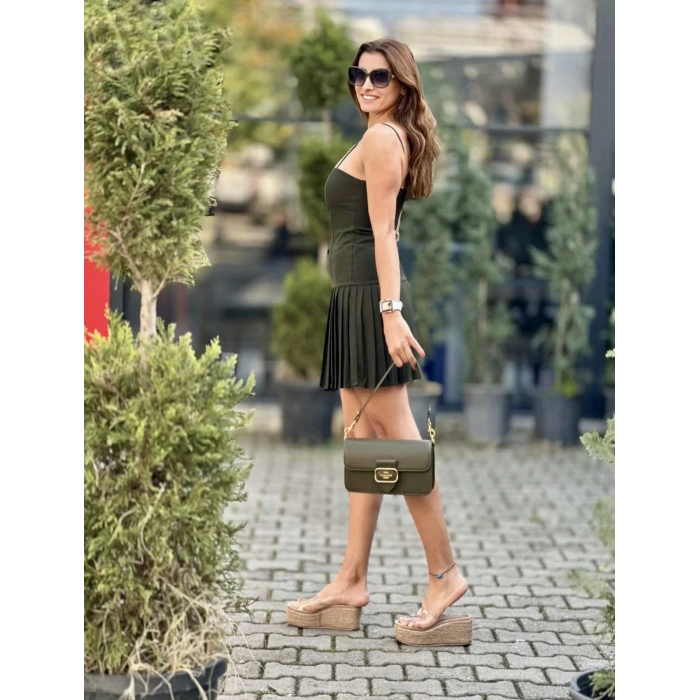 HAKİ PİLELİ ELBİSE