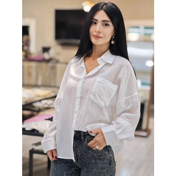 İNCE DOKULU TAŞLI GÖMLEK