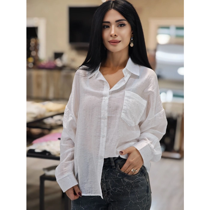 İNCE DOKULU TAŞLI GÖMLEK