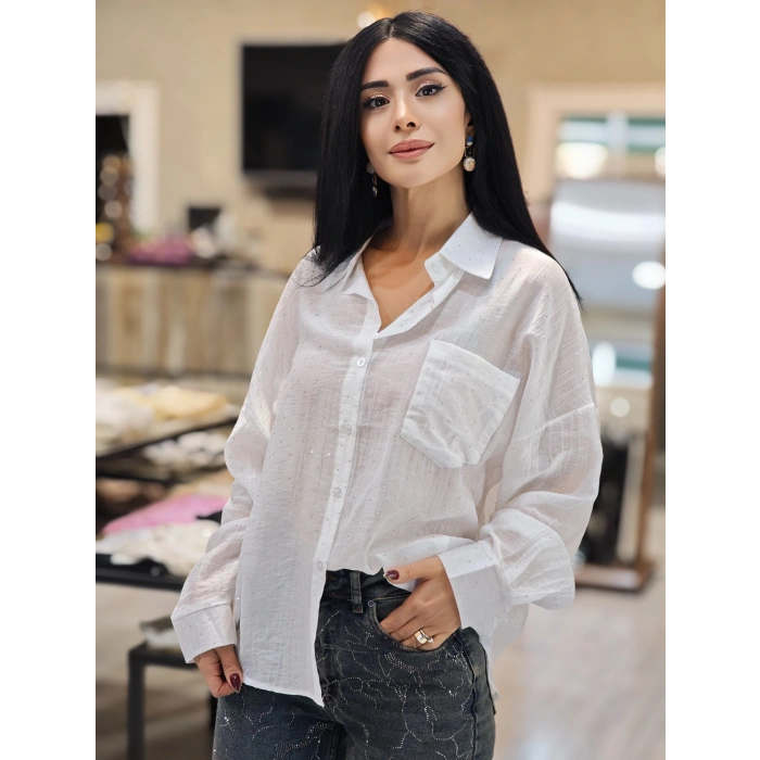 İNCE DOKULU TAŞLI GÖMLEK