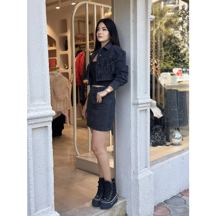 IŞILTILI PÜSKÜLLÜ JEAN CEKET ITS