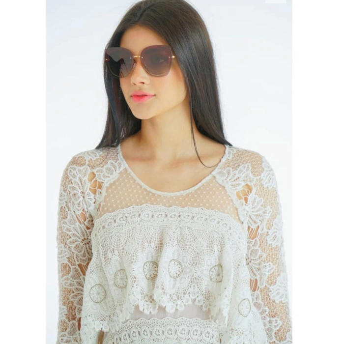 İTHAL GÜPÜR DETAYLI BEYAZ ELBİSE