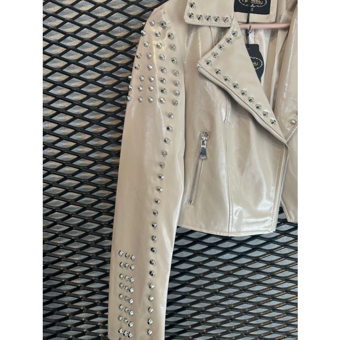 İTHAL RUGAN TROKLU BEJ DERİ CEKET