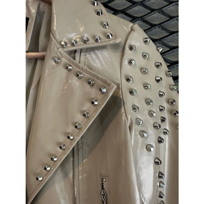 İTHAL RUGAN TROKLU BEJ DERİ CEKET