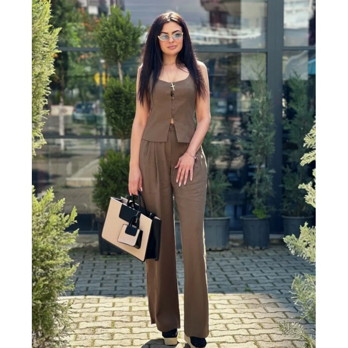 KAHVE PALAZZO PANTOLON