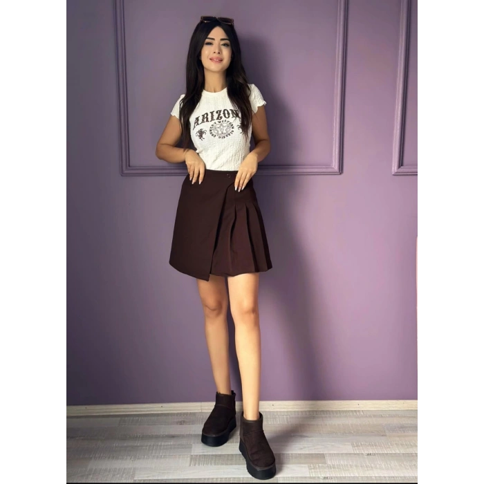 KAHVE PİLE DETAYLI ETEK