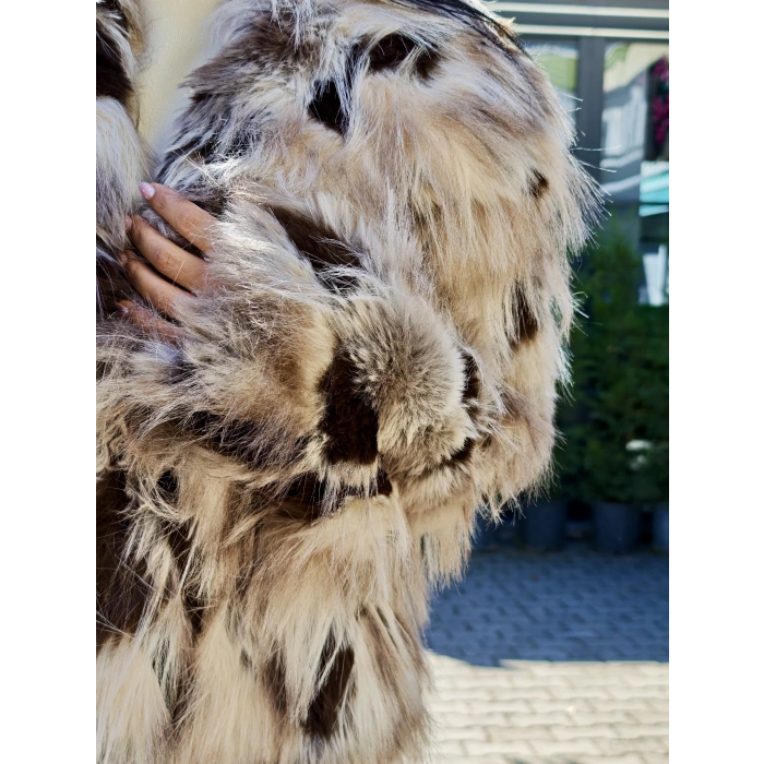 KAHVERENGİ KREM KARŞIK RENKLİ KÜRK PREMİUM KALİTE