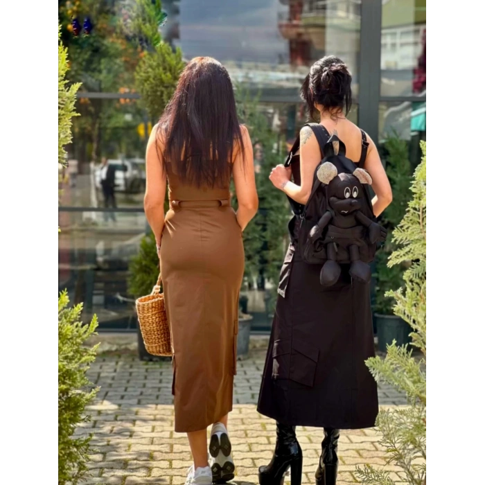 KARGO CEPLİ SİYAH ETEK