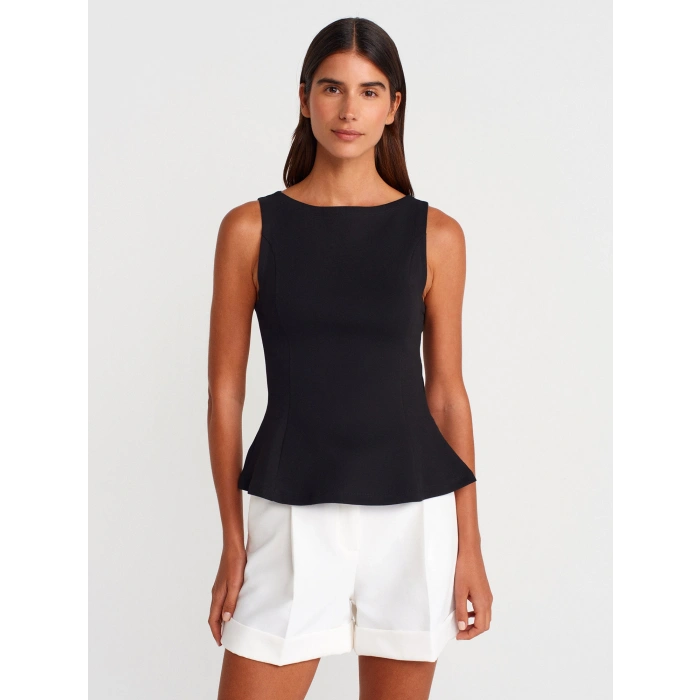 KAYIK YAKA PEPLUM TOP