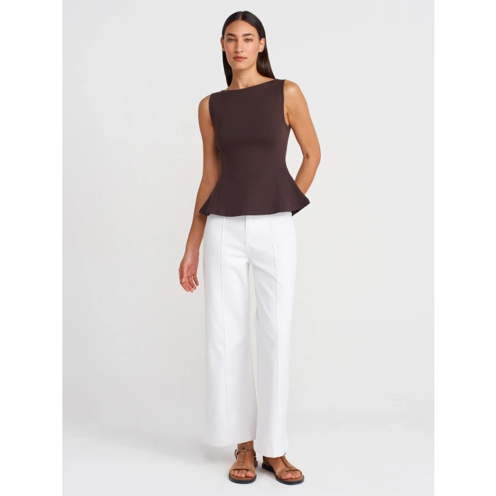 KAYIK YAKA PEPLUM TOP