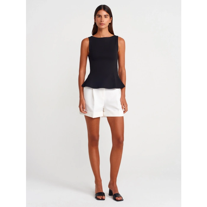 KAYIK YAKA PEPLUM TOP