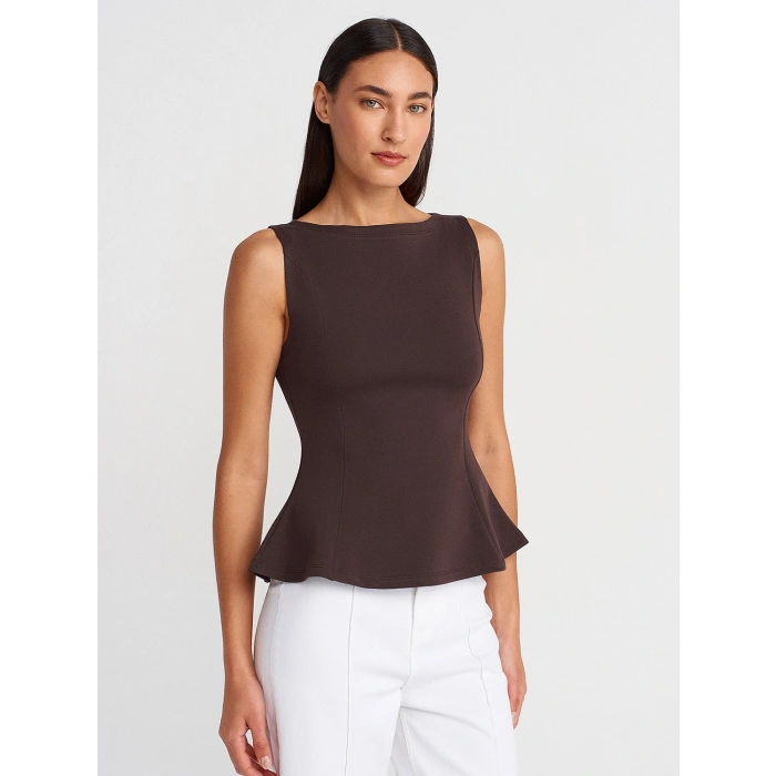 KAYIK YAKA PEPLUM TOP