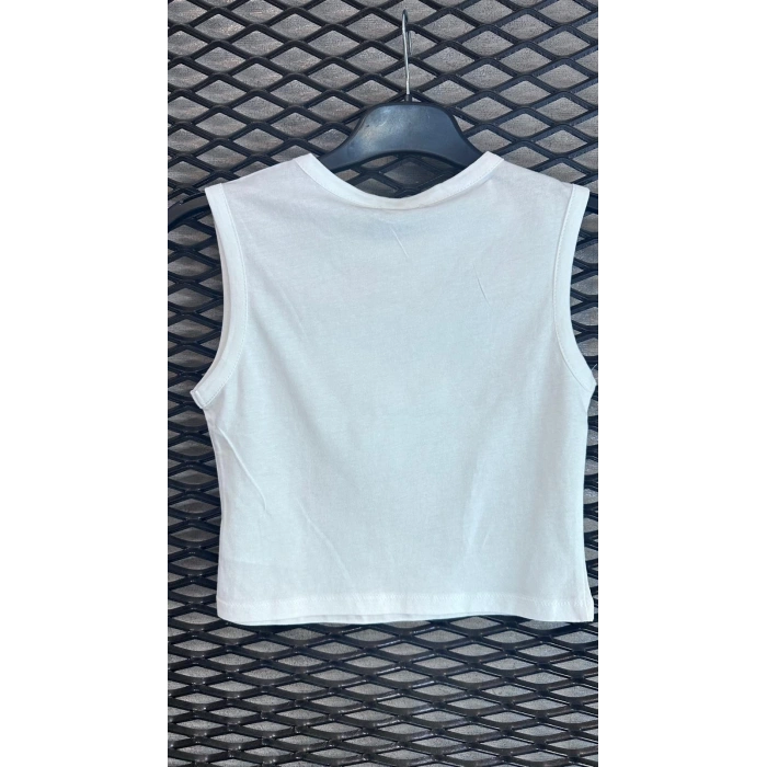 KEDİ BASKILI BEYAZ CROP