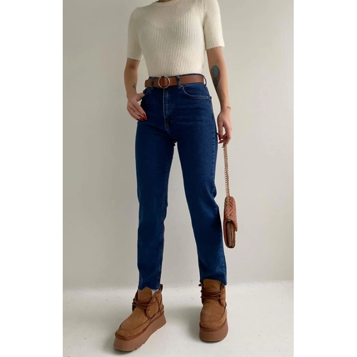 KEMERLİ KOT PANTOLON