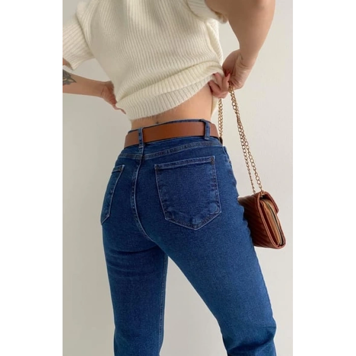 KEMERLİ KOT PANTOLON