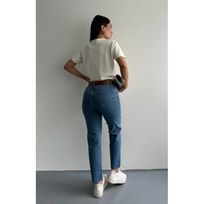 KEMERLİ KOT PANTOLON