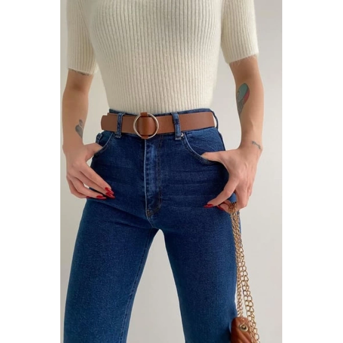 KEMERLİ KOT PANTOLON