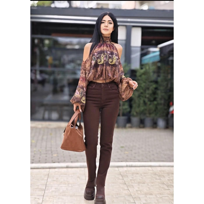 KENARI SÜET DAR PAÇA KAHVE PANTOLON