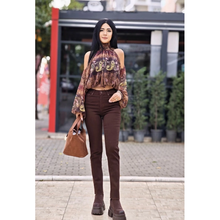 KENARI SÜET DAR PAÇA KAHVE PANTOLON