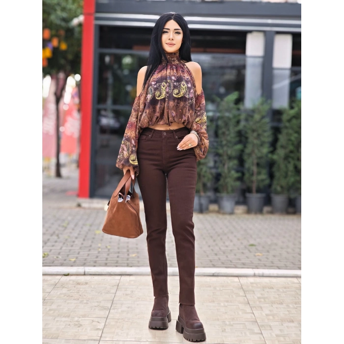 KENARI SÜET DAR PAÇA KAHVE PANTOLON