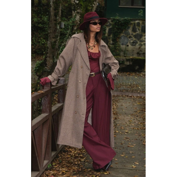 KIRÇILLI TRENCHCOAT KAŞE