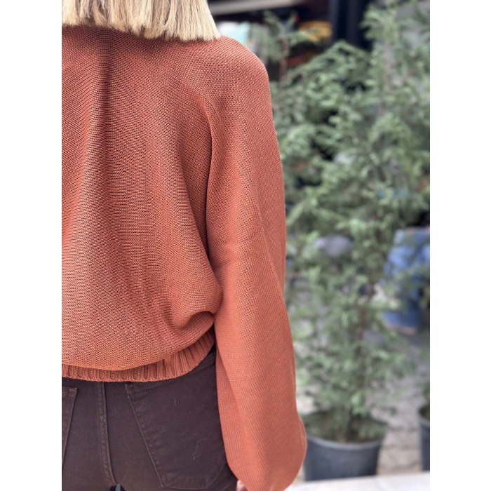 KİREMİT RENGİ FERMUARLI HIRKA