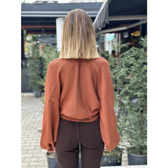 KİREMİT RENGİ FERMUARLI HIRKA