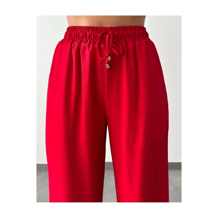 KIRMIZI BELİLASTİKLİ PANTOLON