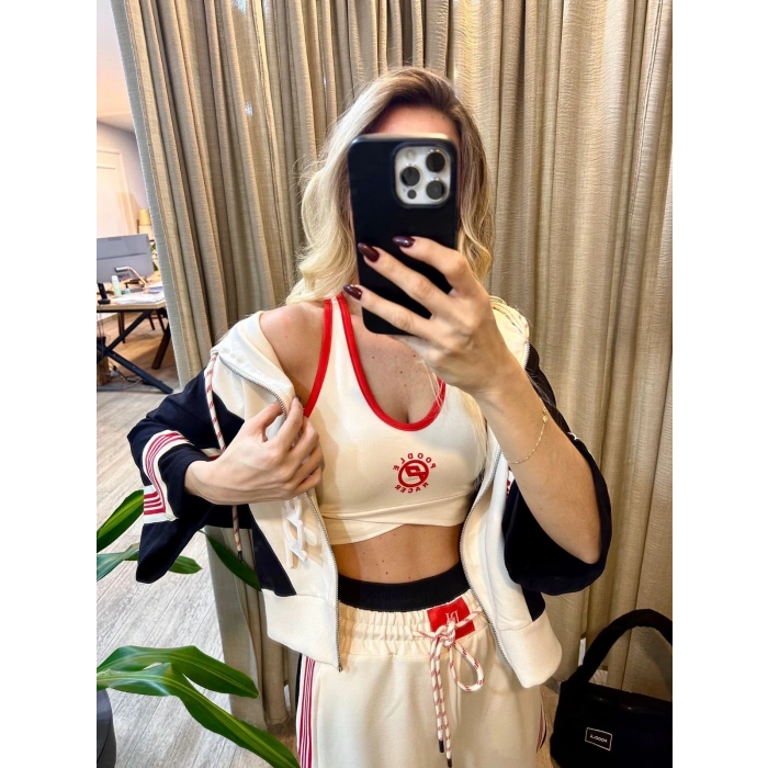 KIRMIZI ŞERİT DETAY ÜÇLÜ TAKIM