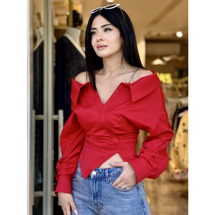 KIRMIZI TASARIM GÖMLEK W3