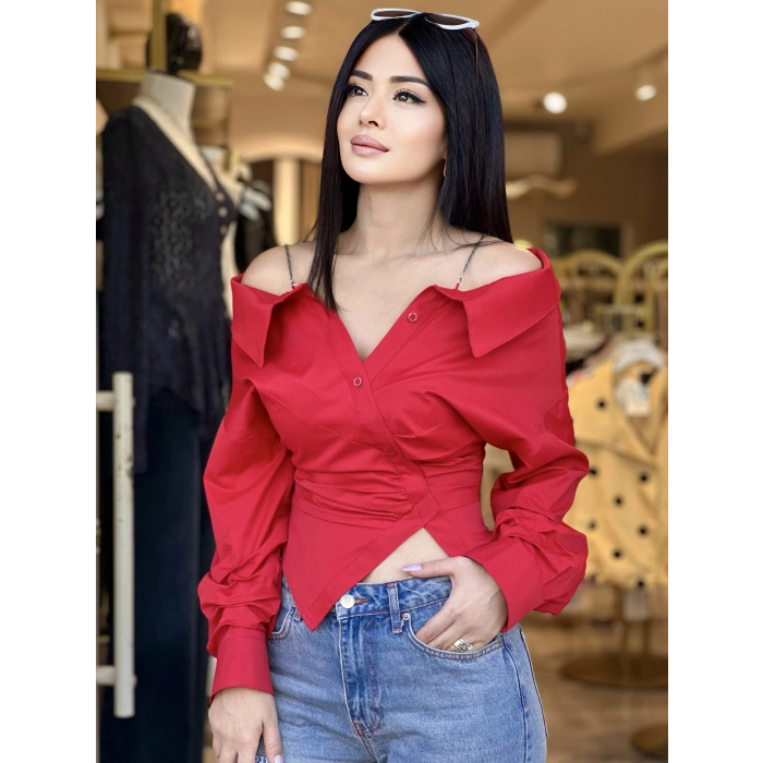 KIRMIZI TASARIM GÖMLEK W3