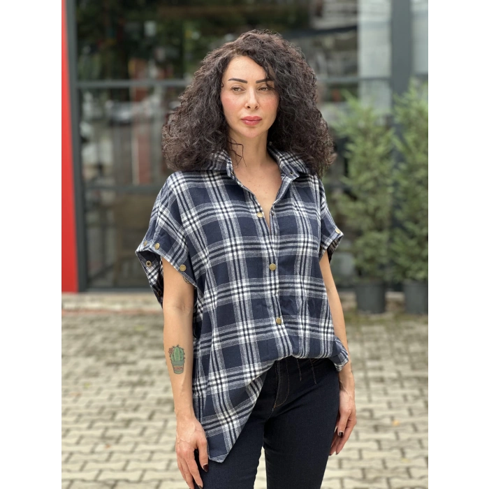 KOLLARI ÇITÇITLI KARELİ GÖMLEK