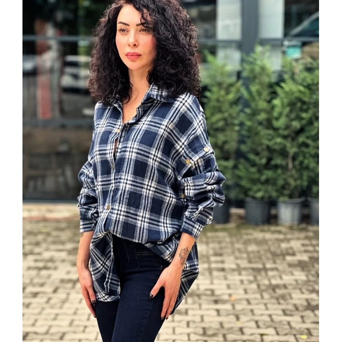 KOLLARI ÇITÇITLI KARELİ GÖMLEK