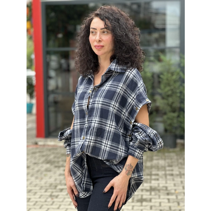 KOLLARI ÇITÇITLI KARELİ GÖMLEK