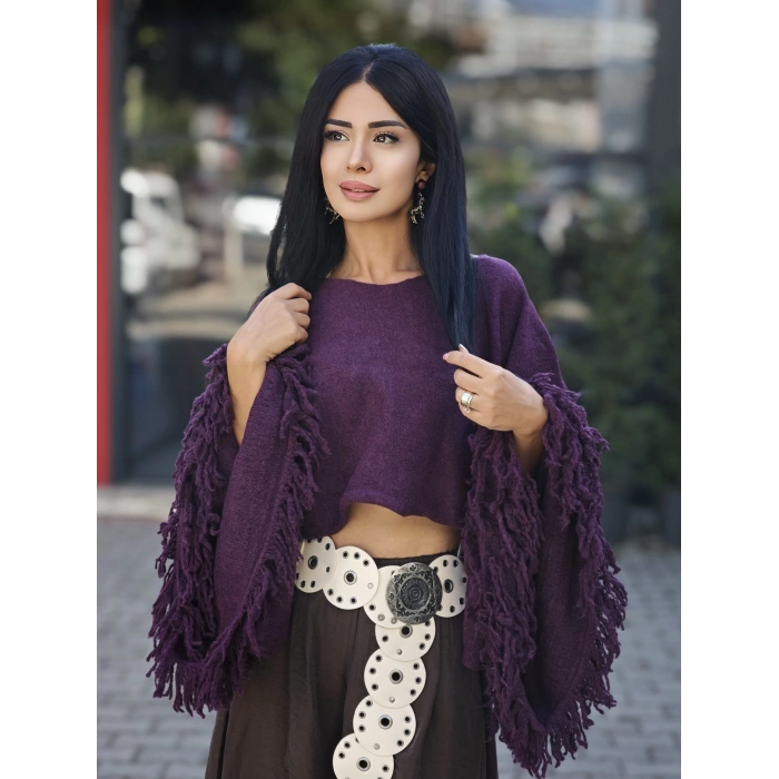 KOLLARI PÜSKÜL MÜRDÜM RENGİ TRİKO