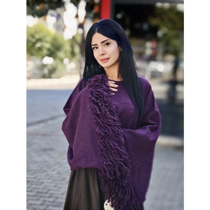 KOLLARI PÜSKÜL MÜRDÜM RENGİ TRİKO