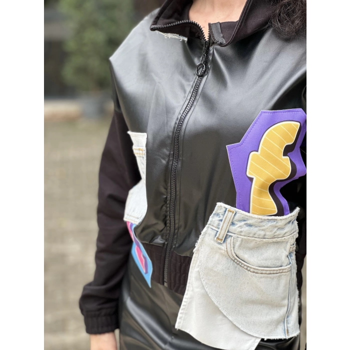 KOT VE DERİ DETAY KISA CEKET