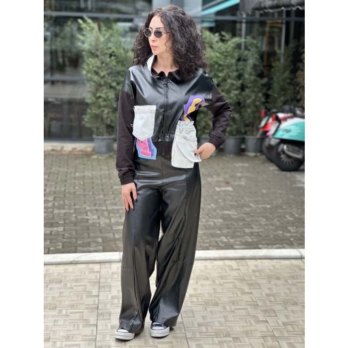 KOT VE DERİ DETAY KISA CEKET