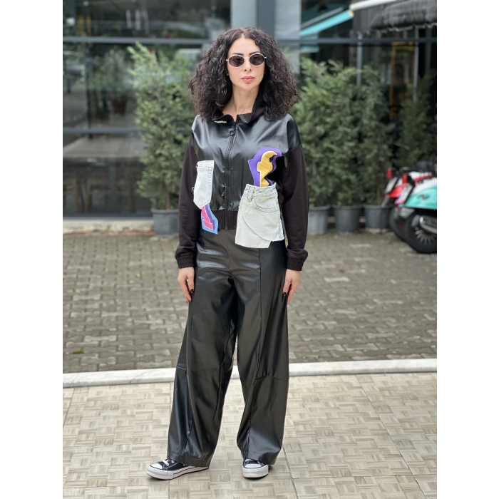 KOT VE DERİ DETAY KISA CEKET