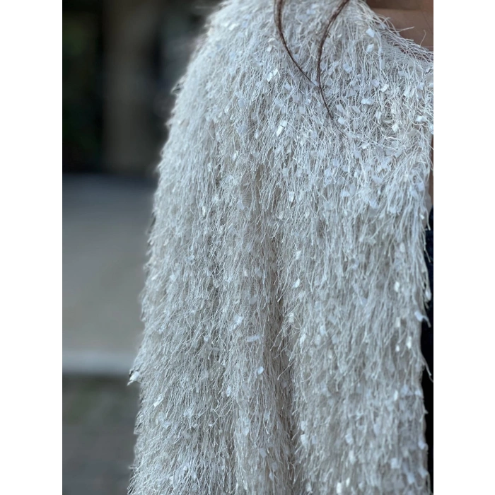 KREM PÜSKÜLLÜ CEKET