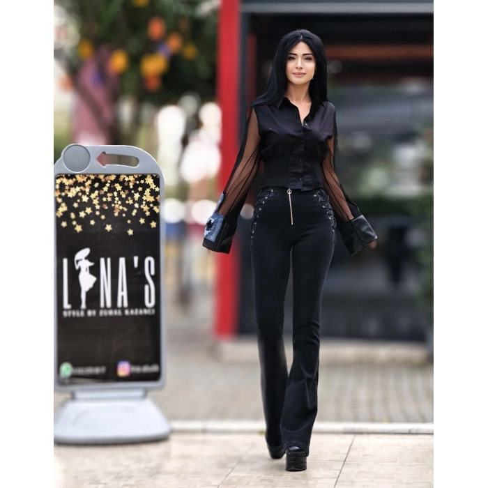 KUŞGÖZÜ BAĞCIKLI ANTRASİT PANTOLON