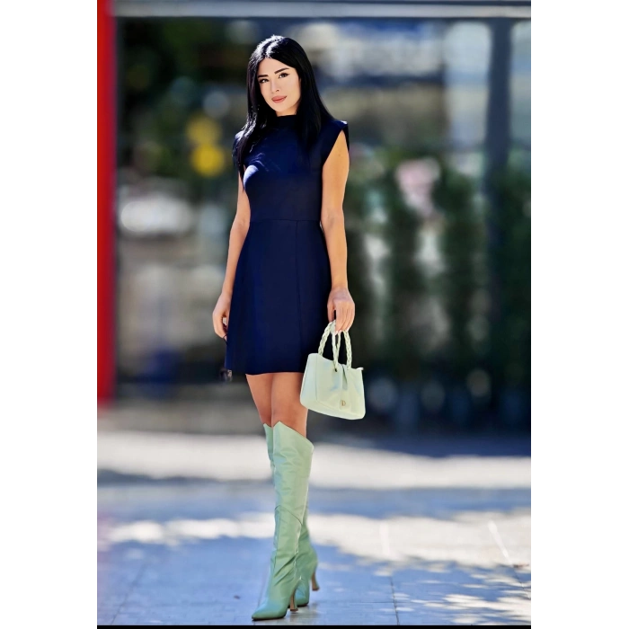 LACİVERT ÇELİK TRİKO ELBİSE