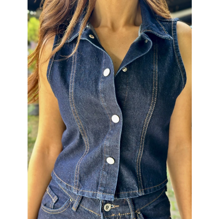 LACİVERT JEAN YELEK