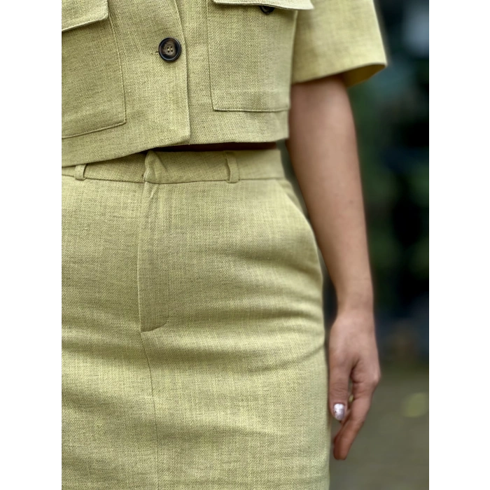 LİME KETEN ŞORT ETEK CEKET TAKIM