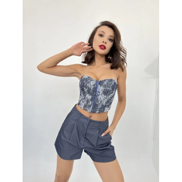 MAVİ BUSİYERLİ ŞORTLU TAKIM