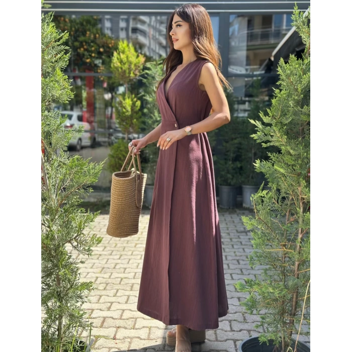 MÜRDÜM KETEN ELBİSE